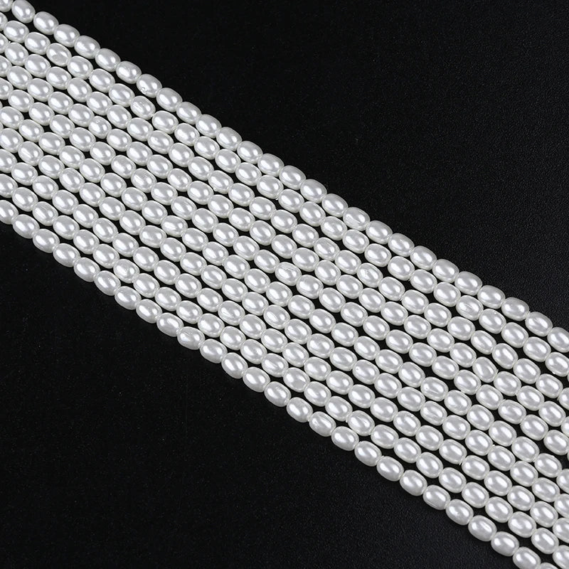 Wholesale 4*5mm Shell of Rice Pearl Natural White Beads