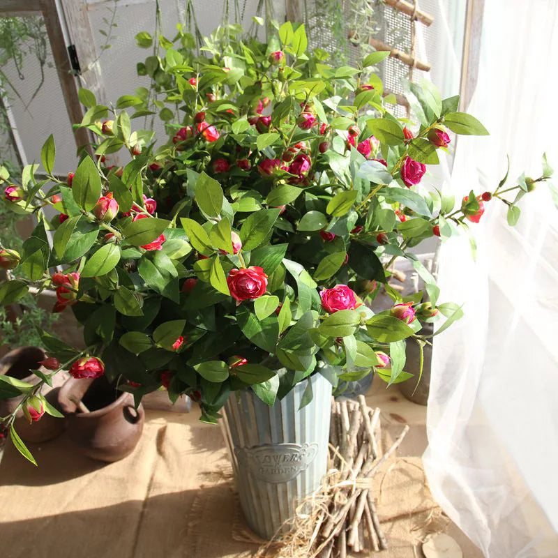 90cm Unique Design Artificial Flower Long Branch Camellia Rose Flower