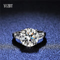 Silver 925 Original 5 Carat 11mm Brilliant Cut Diamond Test Past D Color Moissanite 4 Claws Ring Women Wedding Gift Fine Jewelry