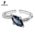 Fine Irregular Hammered Zircon Rings for Women 925 Sterling Silver Fashion Gemstone Adjustable Ring Custom Jewelry Wholesale