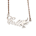 Duoying Silver Animal Lover Gift Bird Angel Wings Dog Ear Necklace Custom Christmas Gift Name Necklace
