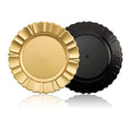 13 Inch Plastic Charger Plate Reusable Ivory Round Wave Multi Color Plastic Under Plate on Event Decoration or Dinner