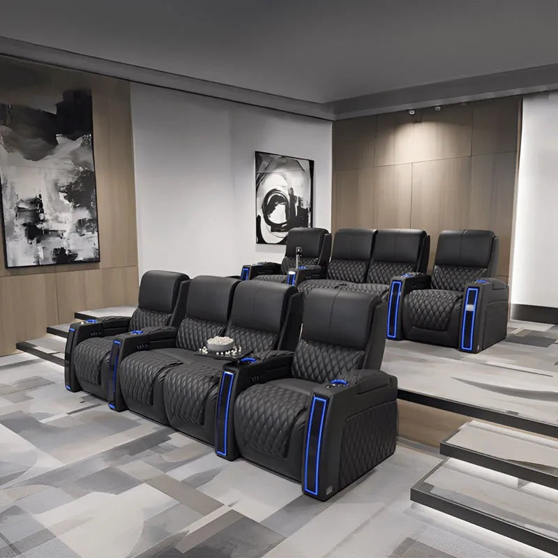 Electric Recliner Sofa Leather Home Theater Seating Seats Versatile for Home Office Hotel School Dining Bedroom Wooden