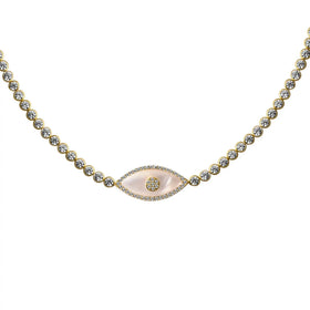 Vintage Style Zircon Opal Eye Pendant Necklace Personalized Trend Waterproof Stainless Steel Necklace Fashion Jewelry