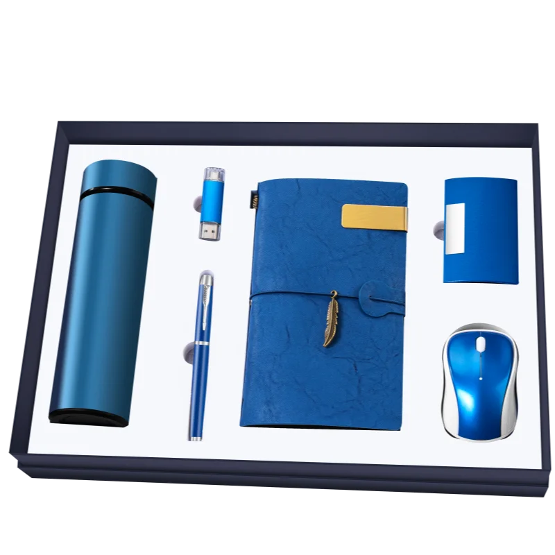 Hot Selling Products Marketing Vacuum Flask&USB Flash Drive&metal Pen&a6 Notebook&name Card Holder&mouse Corporate Gift Set