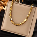 Minimalist Gold Titanium Steel Chain Necklace Handwoven Beaded Fashion Jewelry for Women - Luxury Geometric Necklaces