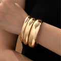 Jachon Classic Simple Design Punk Metal Smooth Bracelet Set Hip Hop Wide Bangle Bracelet for Women Fashion Jewelry Bracelet
