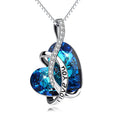 925 Sterling Silver Austrian Blue Heart Crystal Infinity Heart Pendant Necklace for Women