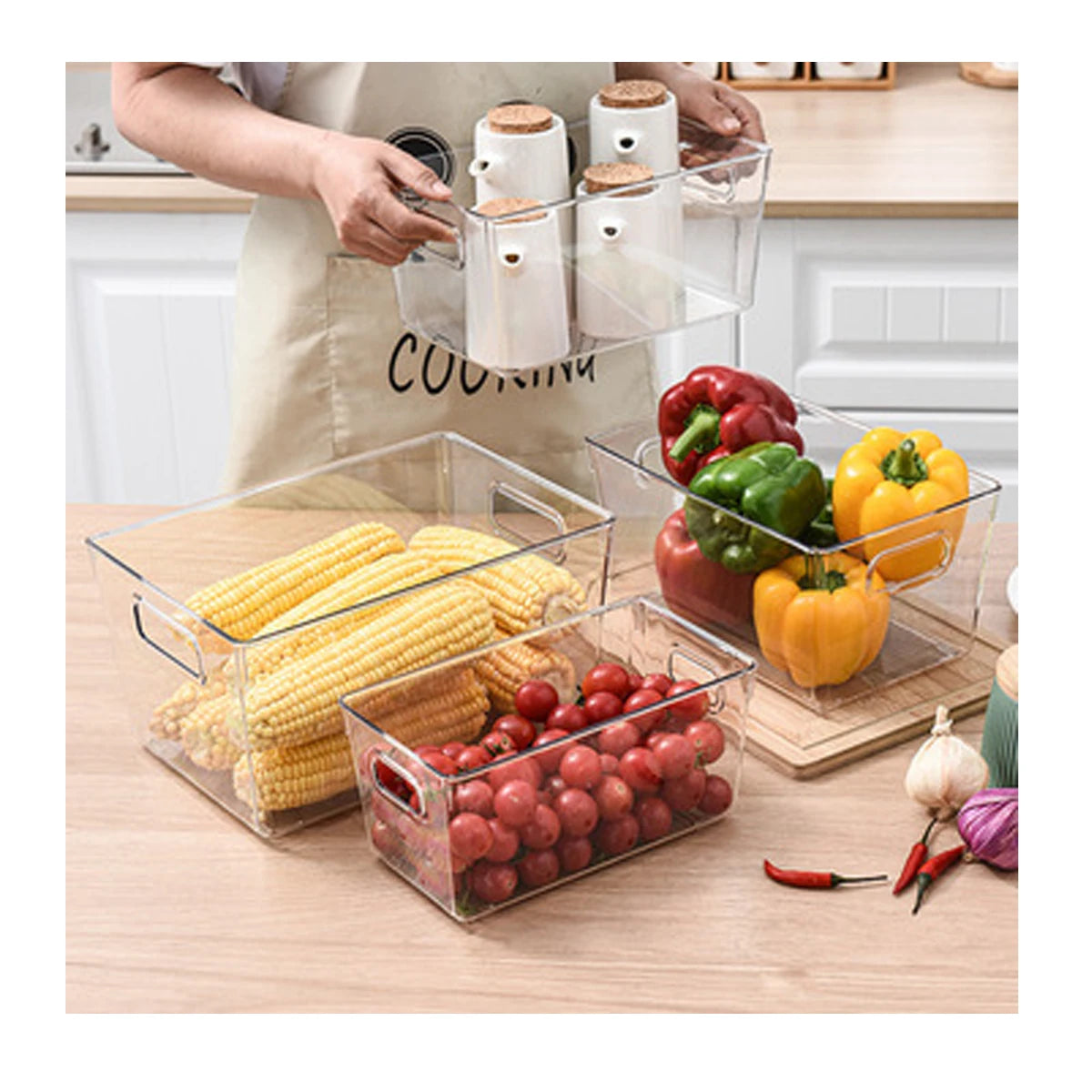 Idesign Crisp Bpa-Free Plastic Produce Storage Bin Fridge Organizer Set Electric Lunch Food Storage Boxes