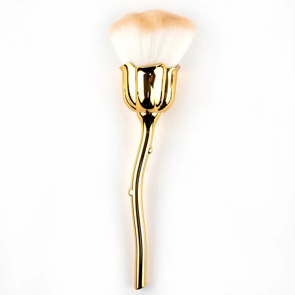 Jieniya Dust Brush Light Brown Rose Brush Loose Powder Brush for Nail Cleaning