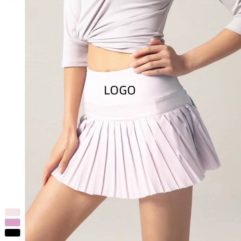 Summer Casual Elegant High Waisted Pickleball Skirt Pleated Design Gym Fitness Sport Athletic Baseball Skirt Pockets Decoration