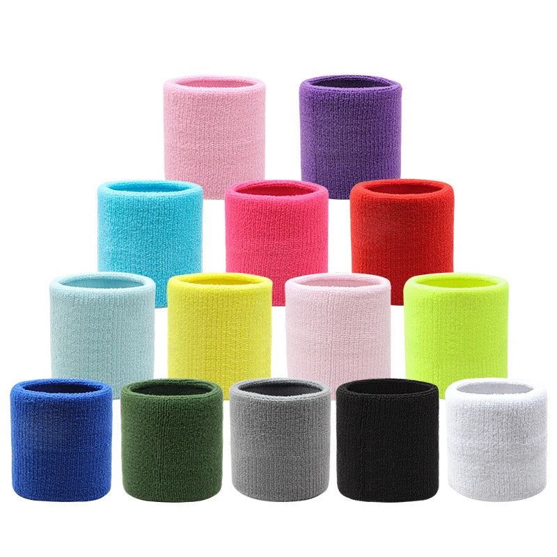 Factory Direct Sales Multi-color Polyester Wrist Sweatbands Breathable Tennis Sports Wrist Sweat Bands Cotton Sweatbands