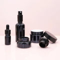 Cosmetic Black Essential Oil Violet Glass Dropper Bottle 20ml 30ml 50ml Eye Cream Skin Care Container Ceramic Jar