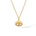 Hot Selling Unisex Boho Style Stainless Steel Gold Plated Crown Necklace Adjustable Hollow Zircon Eye Pendant Islam