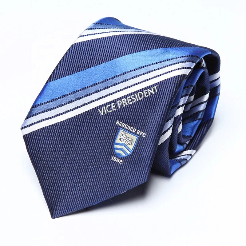 Cheap Price Men's Formal Custom Logo Accepted Polyester Navy Stripe School Uniform Neck Ties Eco-Friendly Durable Breathable