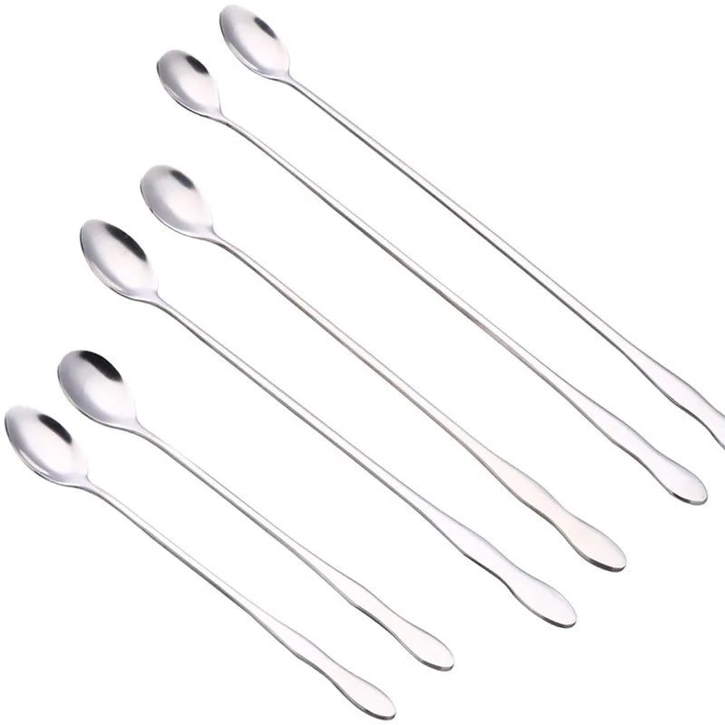 Hot Selling Stainless Steel Cutlery Mirror Flatware Long Handle Coffee Stirring Spoon Dessert Spoon Silverware
