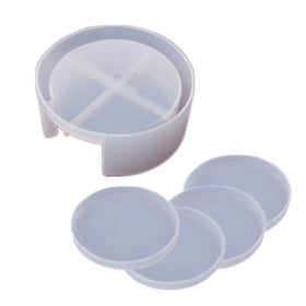 DIY Home Decoration 5 Pcs Set Coaster Resin Molds Round Silicone Coaster Storage Box Mold Epoxy Resin Molds for Cups Mats