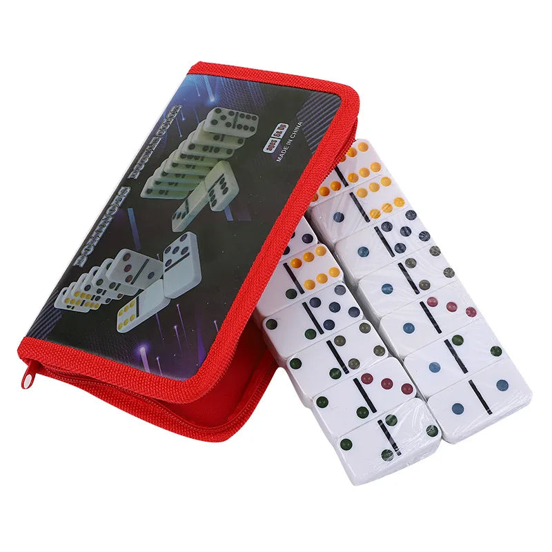 28PCS SET Double 6 Jumbo Tournament Professional Domino Block Size Plastic Domino Set With Zipper Bag