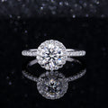 S925 Sterling Silver Cubic Zirconia halo Melee Stone 1.0ct 6.5mm Moissanite Engagement Ring