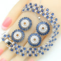 2022 Luxury Silver Jewelry Set for Women Blue Zircon Stones Bracelet Earrings Necklace Pendant Ring for Wedding Birthday Party