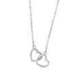 Simple Korean Fashion Pure 925 Sterling Silver Clavicle Chain Double Hearts Pendant Necklace for Women Girls Jewelry