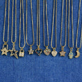 NZ1112 Dainty Mini Zircon Charm Necklace 18k Gold Minimal Women Jewelry Diamond Star Heart Lock Pendant Chain Necklace MegaBDM