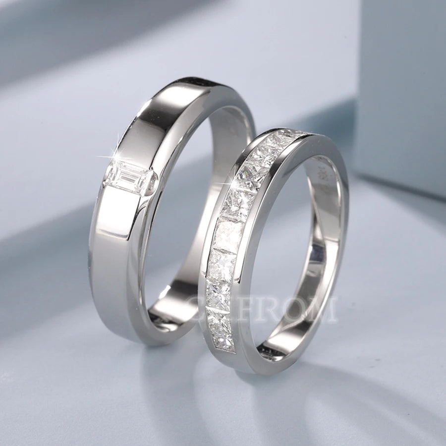 H&F Men's Trendy Wedding Ring 18K Gold with Natural Diamond Solid 14K & 9K White Gold Complete Set for Couples