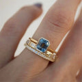 CAOSHI Luxury Square Shaped Light Blue Crystal Cubic Zirconia Gold Plated 3pcs Set Rings for High Quality Women CZ Wedding Rings