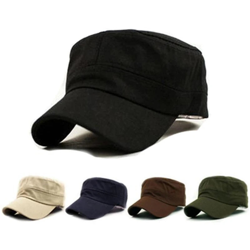 Vintage Cadet Style Cotton Baseball Hat Adjustable Unisex Sport Hat Flat Top Visor Hat