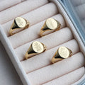 YF2290 Wholesale Fashion Personalized 18k PVD Gold Plated Sunflower Signet Ring Stainless Steel Engraved Ring