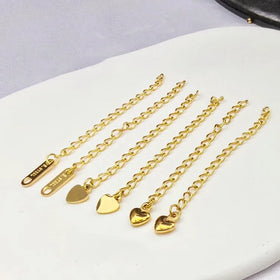 S1211 High Quality Non Tarnish 18k Gold PPlated Stainless Steel Extender Extension Chains with Bar Heart