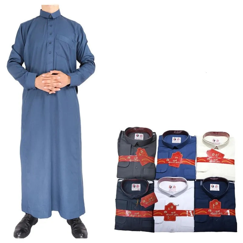 Men Satin Muslim Saudi White Jubah Al Haramain Clothing Arabic Round Neck Jubba Kurta Koko Thobe Pajama Fabric for Men
