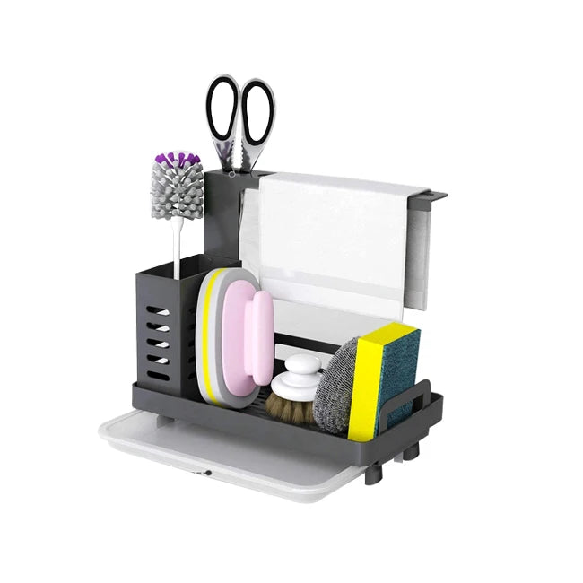 Sponge Holder Sink Soap Brush Adhesive Wall Mounted Stainless Steel Kitchen Sink Caddy Organizer