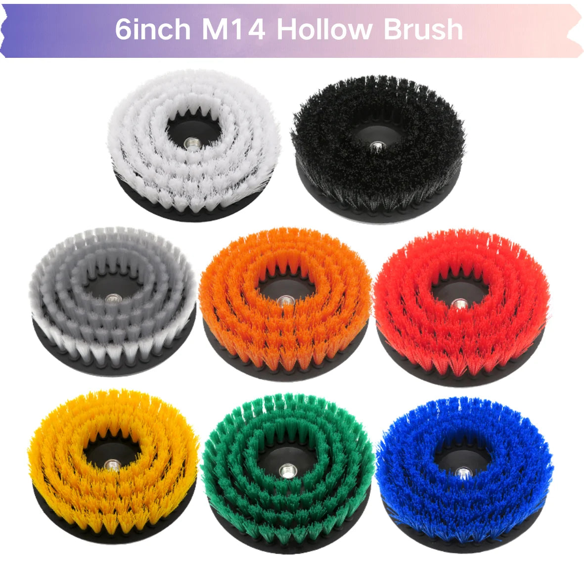 6Inch Hollow Rodless M14 Electric Cleaning Brushes Detailing Brush Drill Car Wash Brushes for Automotive Household Clean