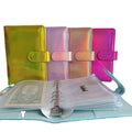 Wholesale Portable Silver Ring A5 A6 Holographic Leather Money Wallet Saver Cover Customize Book Cash Envelope Budget Binder