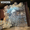 WOWORK Silver Shimmer Sequin Wall Panels Glitter Mirror Backdrop for Wedding Birthday Party Photo Booth Event Stage Decoration