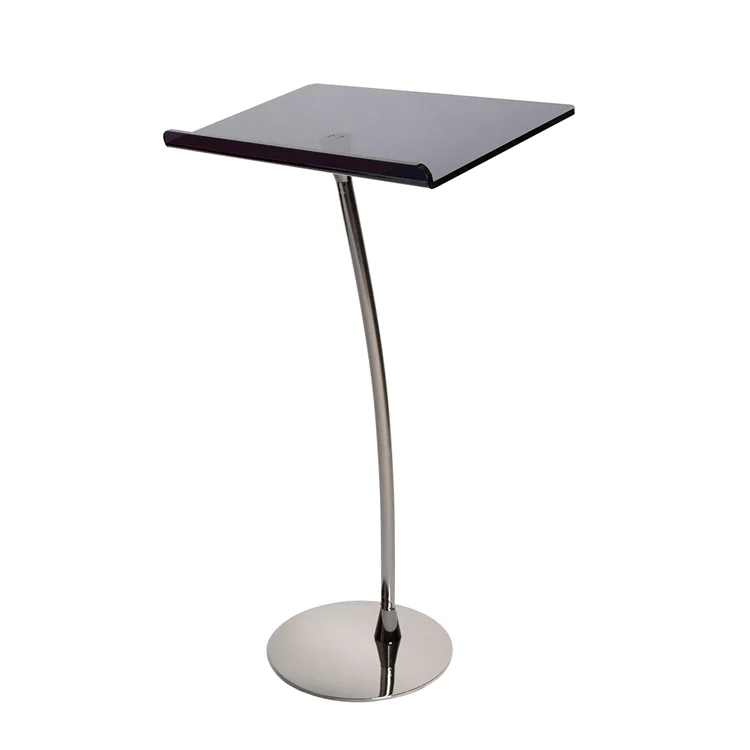 Black Acrylic Podium Acrylic Pulpit Podium Lectern for School Church and Business with a Curved Pole MegaBDM