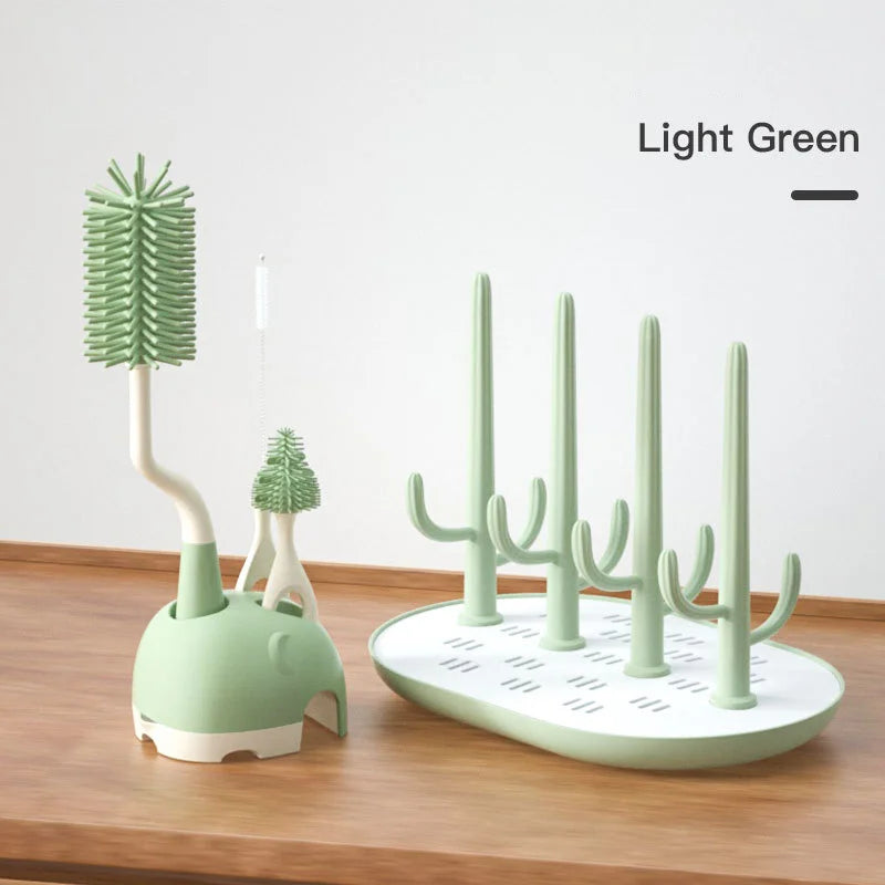 Silicone Eco-friendly Baby Bottle & Pacifier Cleaning Brush Set with 360 Rotary Handle Doteclean Cs-075