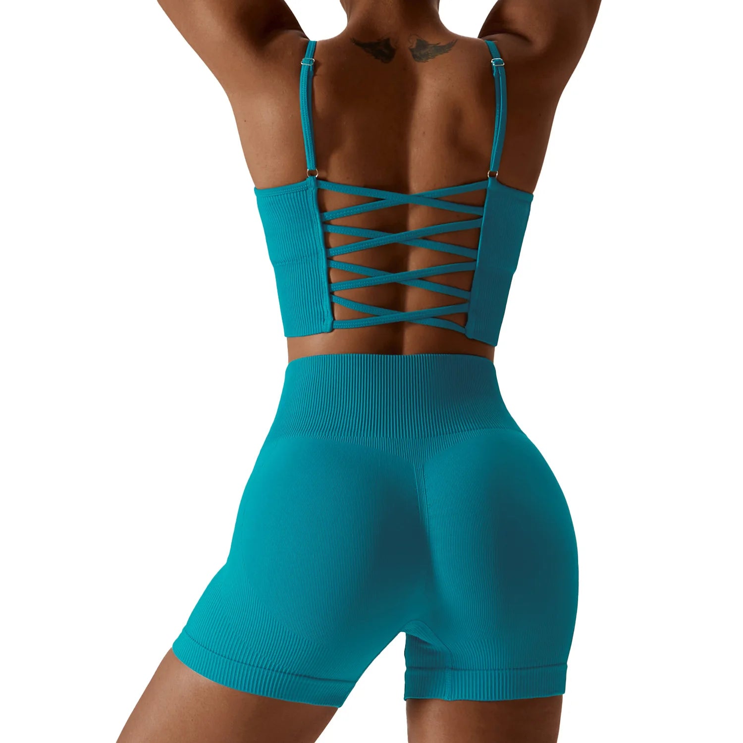 Wholesale Women Hight Quality Soft Compression Slimming Quick Dry Seamless Ribbed Gym Yoga Wear Sets