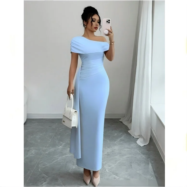 S-XL New Style American Hot Girl Dress Candy Color Spring/Summer Off-Shoulder Elegant Dress