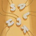 Hot Selling Women Jewelry Gift Ins Luxury Diamond 26 Initial Letter Zircon Pendant Necklaces Stainless Steel Chain