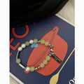 Grape Stone Pearl Natural Stone Stainless Steel Chain Bracelet logo Pendant STB030