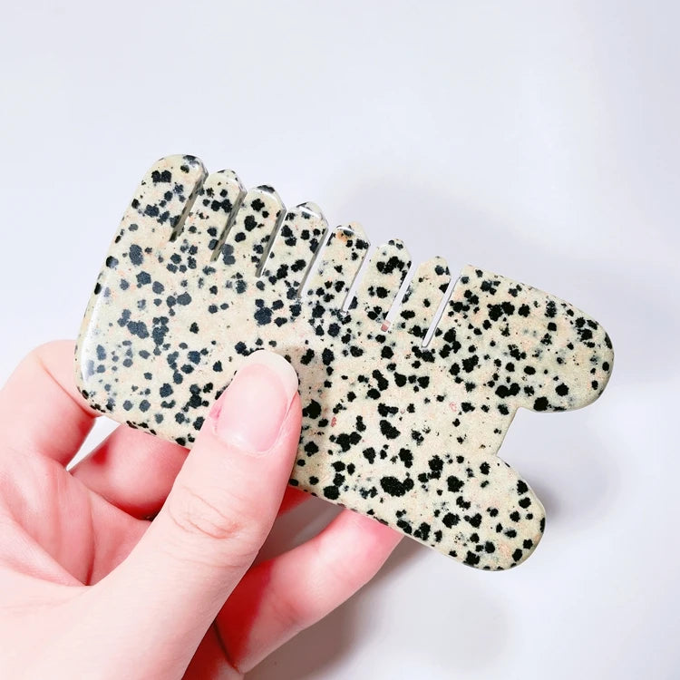 HZ Crystal Hair Comb Gemstone Hair Accessory Raw Crystal Wedding Dalmatian Jasper Hair Comb
