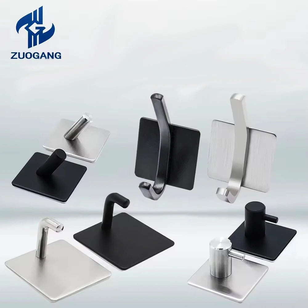 Zuogang Furniture Cast Iron Coat Adhesive Sticker Stainless Steel Clothes J Hooks