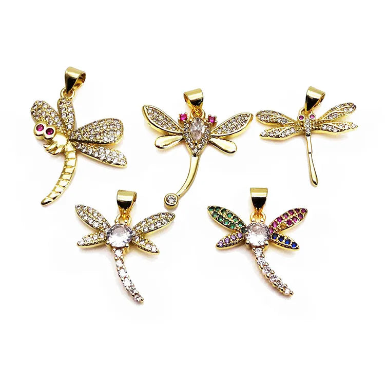 CZ8159 Zircon Micro Pave Necklace Accessories Dragonfly Pendant Mosquito Hawk Necklace  Pendant