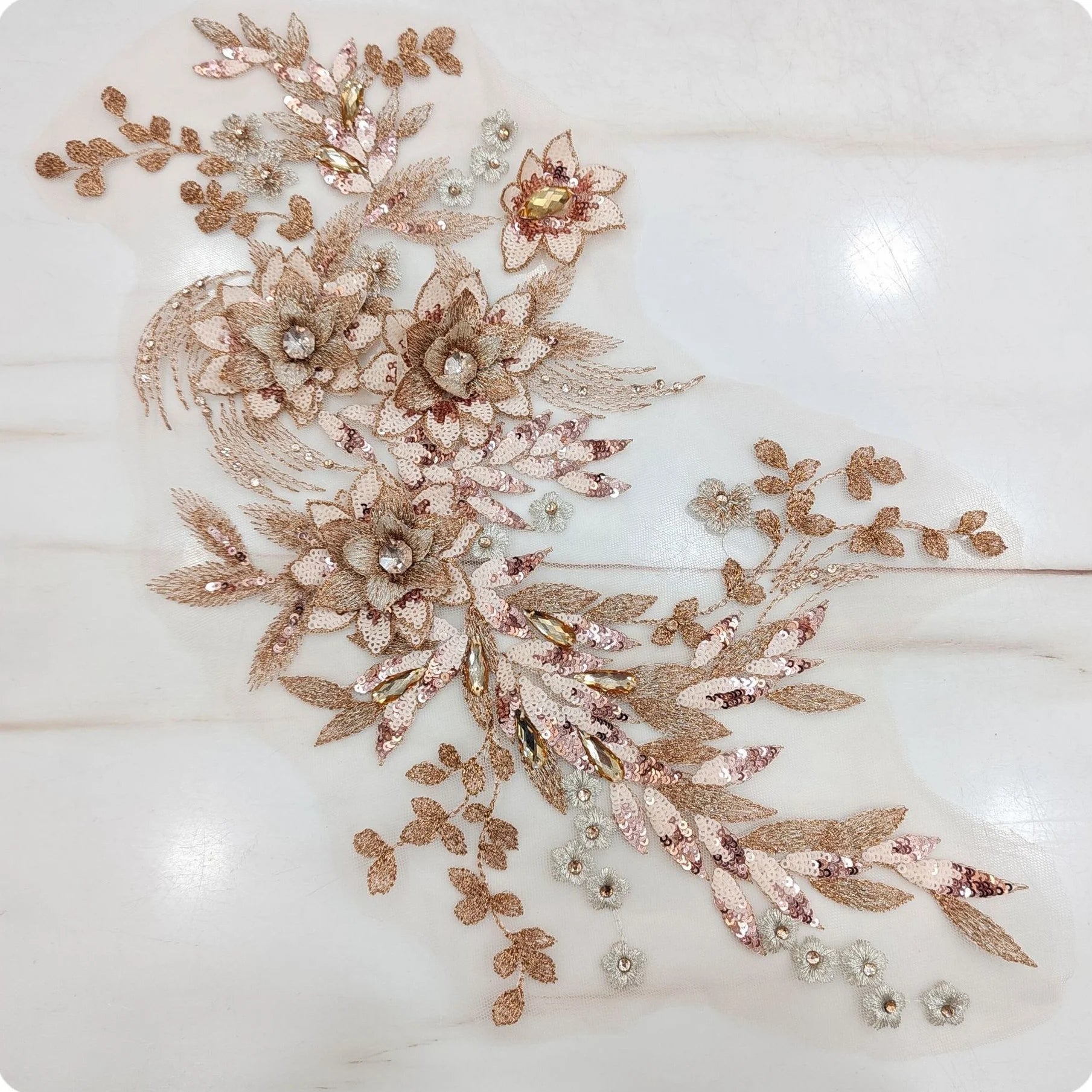 Noble Embroidery Red Lace Applique 3d Flower With Stones and Sequins LT2576A