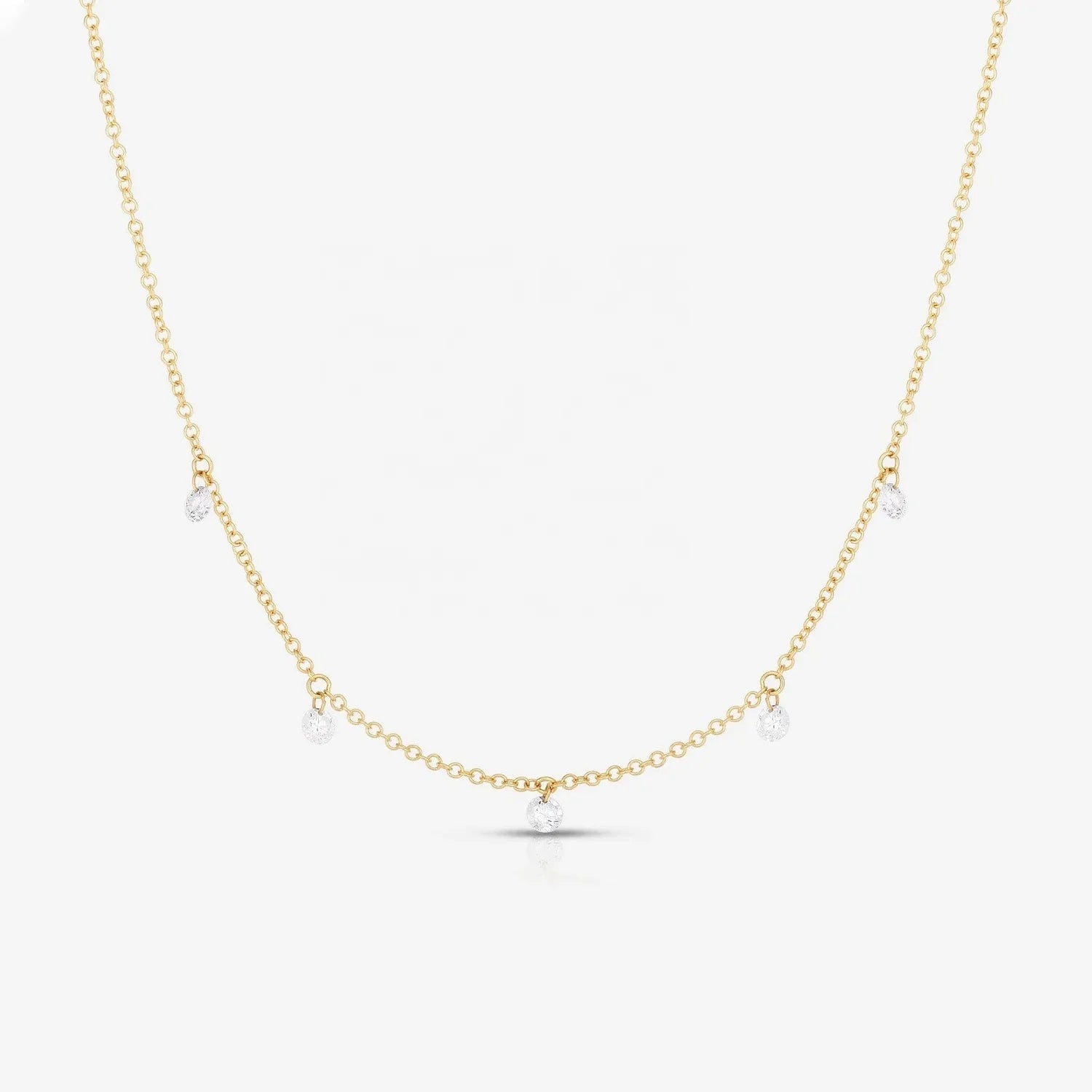 LOZRUNVE 925 Silver Dainty 5A Sparkling Diamond Gold Chain Charm Necklace Choker for Women