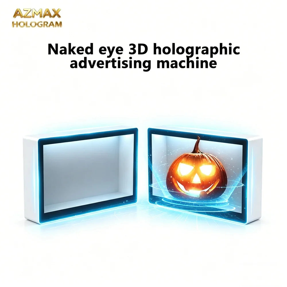AZMAX 8-Inch Stylish 3D Hologram LED Light Box Attractive Tabletop Display Advertising Equipment Stand