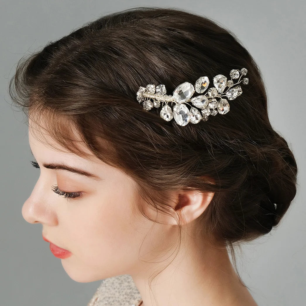 Miallo New Handmade Beaded Rhinestone Hair Side Comb Wedding Bridal Hair Accessories Wire Headpieces