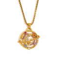 Personality Design Stainless Steel Plated 18K Gold Color Diamond Sun Moon Pendant Universe Necklace for Women Hypoallergenic